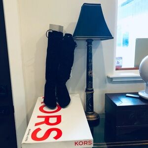 Michael Kors Black Suede Lace up Knew High Boot size 7 1/2 m Great Pre owned